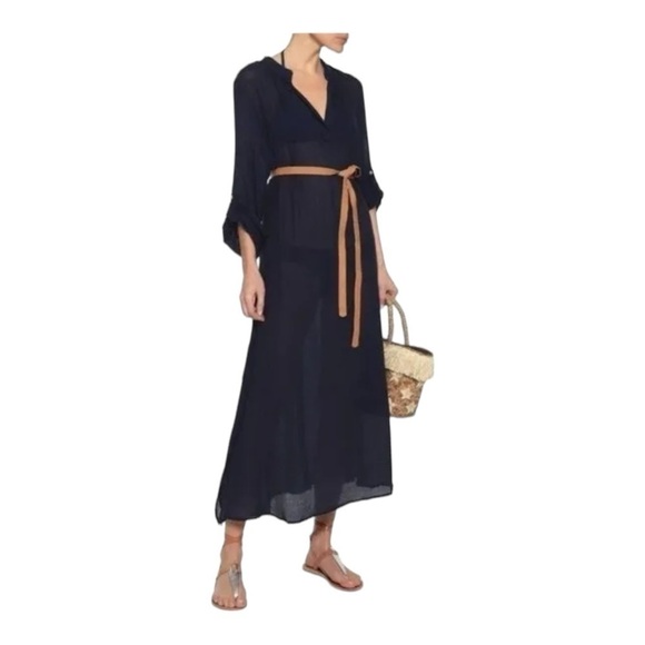 Eberjey Summer of Love Haven Maxi Belted Coverup Dress in Black NWT - Picture 1 of 9